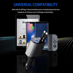 4-IN-1 RETRACTABLE CAR CHARGER WITH VOLTAGE DISPLAY