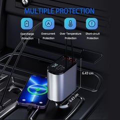 4-IN-1 RETRACTABLE CAR CHARGER WITH VOLTAGE DISPLAY