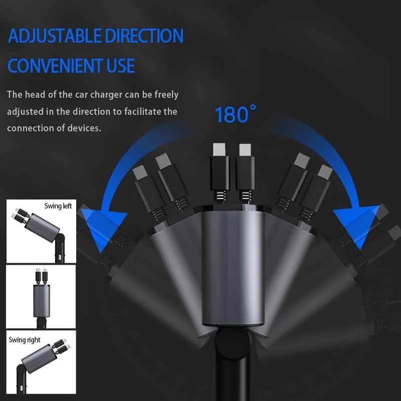 4-IN-1 RETRACTABLE CAR CHARGER WITH VOLTAGE DISPLAY